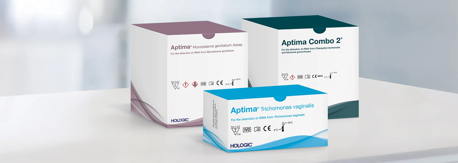 Assay boxes in lab background