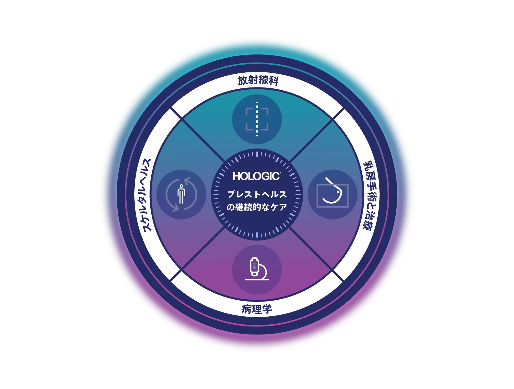 ホロジックのブレストヘルスの継続的なケアの図解